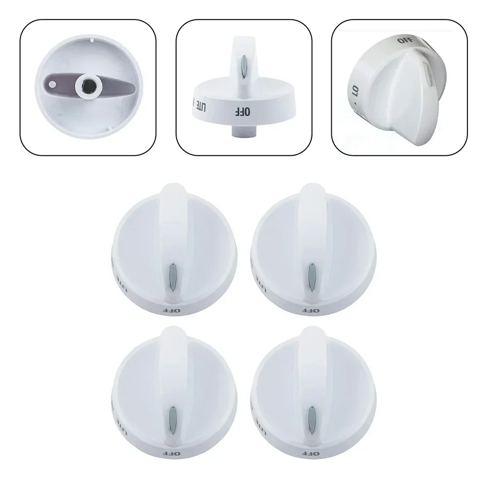 Kitchen Appliance Control Assembly Face Burner Knob 4PC Oven Knob Assembly Easy Installation Color: White Shiny Face