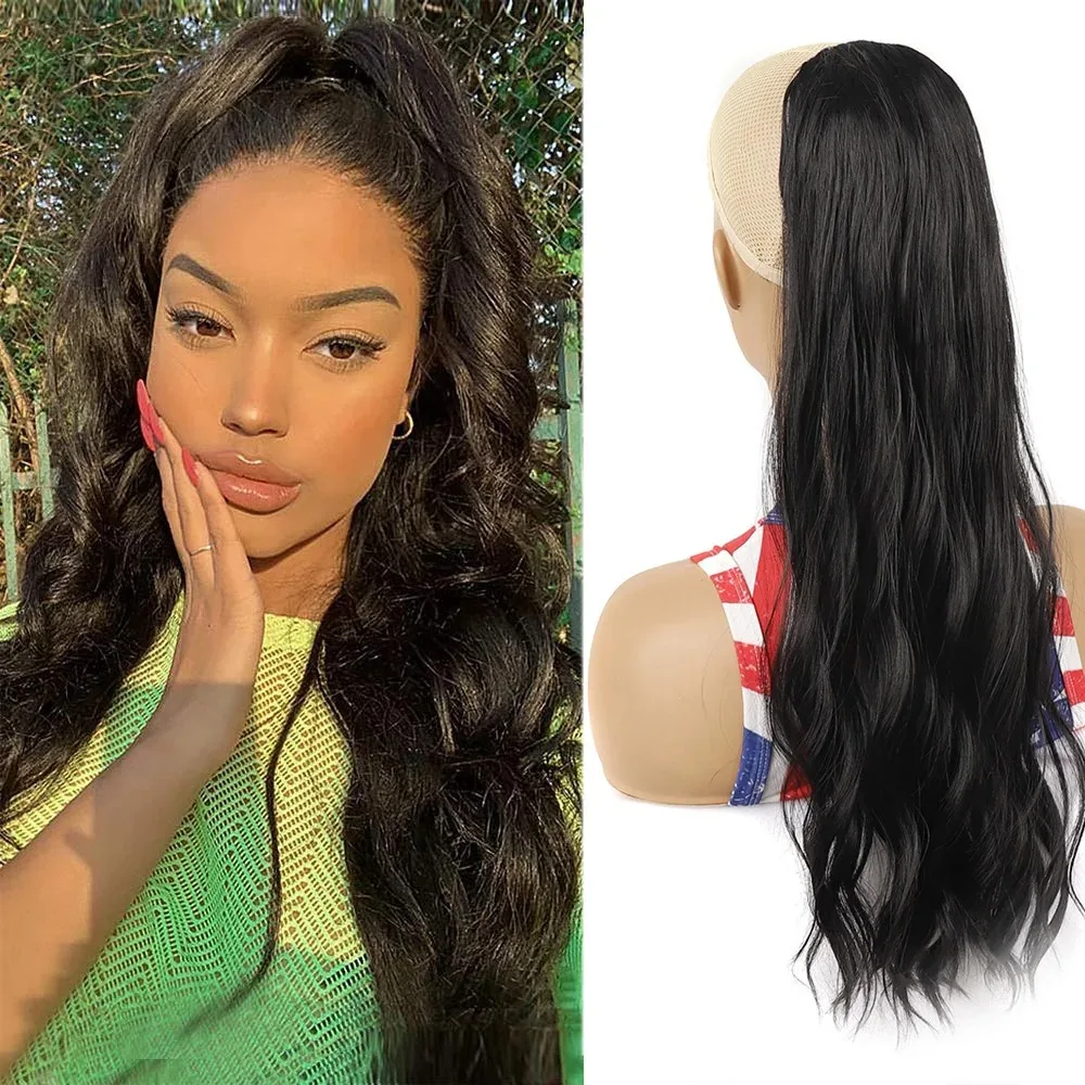 

Synthetic Drawstring Ponytail Wig, Corrugated Texture Chemical Fiber Hair Extension, Practical Hair Accessory for Ladies