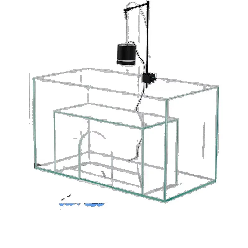 Double-Partitioned Glass Fish Tank for Cats Dynamic Cat Entertainment Scene Living Room Bed Enjoyment