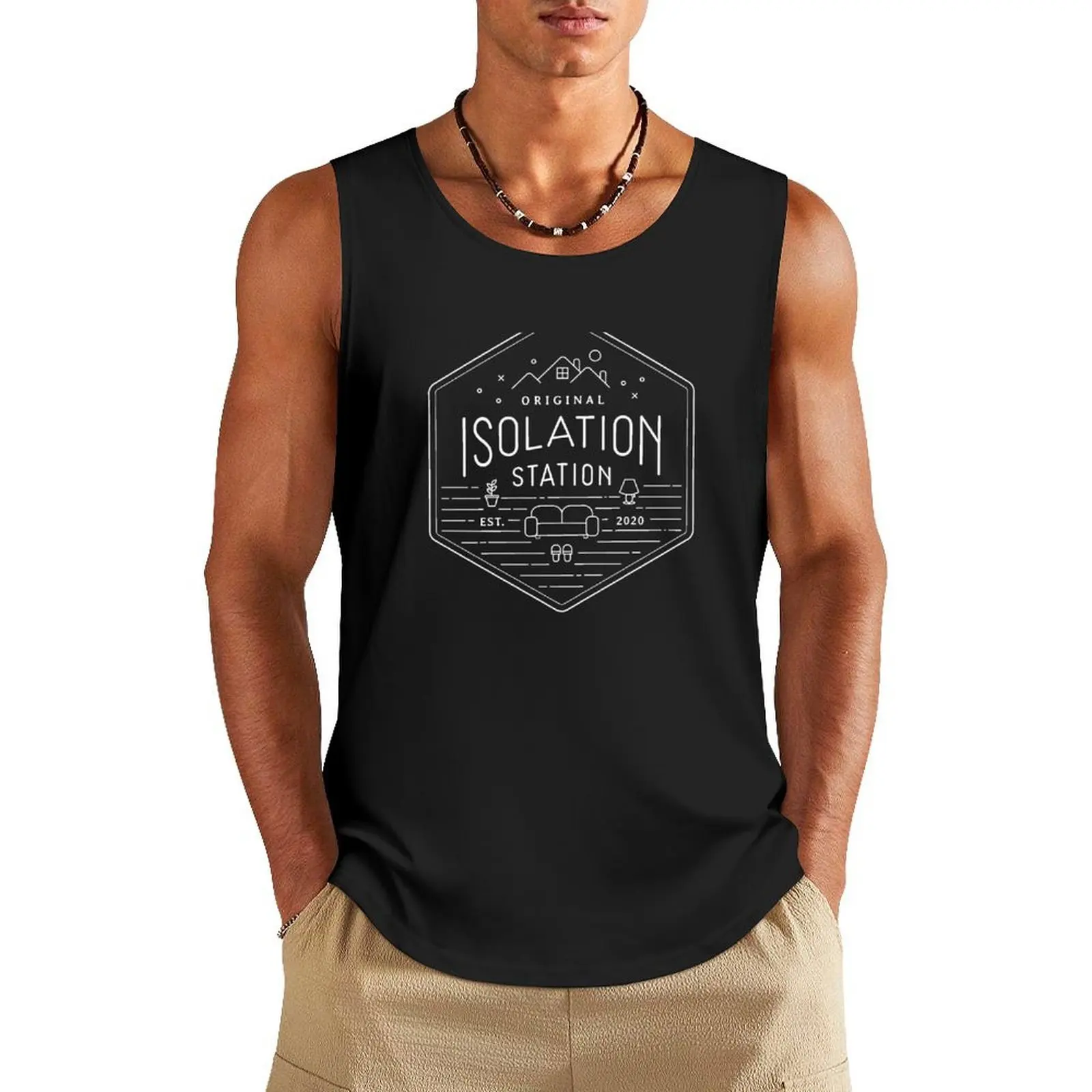 

Isolation Station - Dark - Kids Tank Top mens gym clothes gym clothes men training weight vest bodybuilding t-shirt