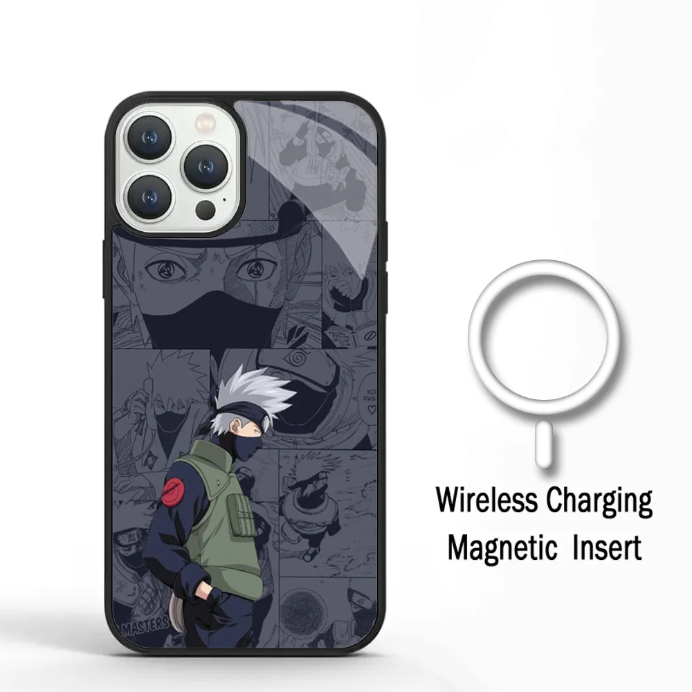 N-Narutos Kakashi Phone Case For IPhone 11 12 13 14 15 Plus Pro Max Mirror Acrylic Cover For Magsafe