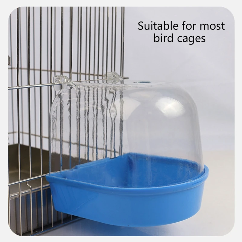 Bird Bath Box Parakeet Bathing Tub with Clear Top Detachable Base for Small Birds Canary Budgies Parrots 3 Colors images - 6