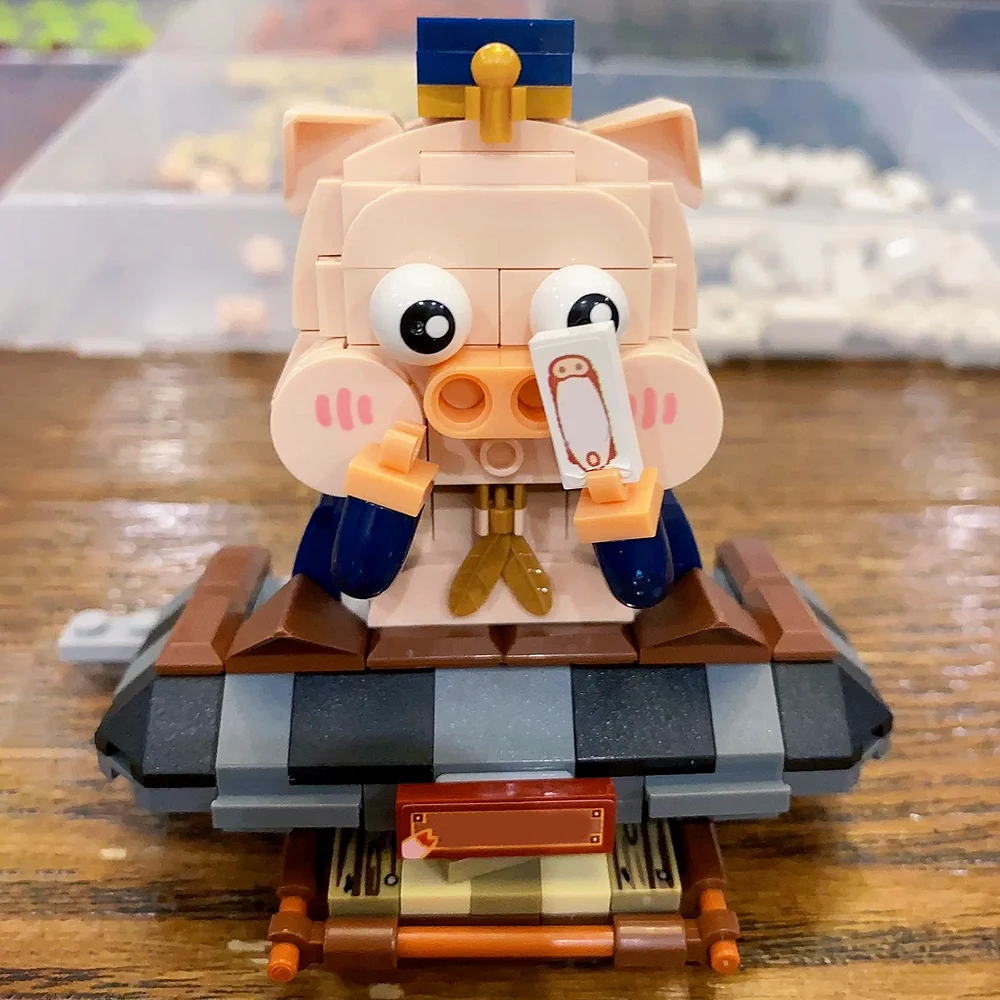 Mini Ziegel Schweine fleisch Shop Street View modular ize erstellen Ideen entzückende Bausteine Ziegel Modell pädagogisches Spielzeug Geschenk 1105 stücke