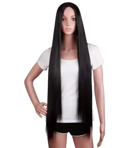 

100 cm Long Straight Sexy Costume Anime Wig Middle Part Heat Resistant Synthetic Hair for Women
