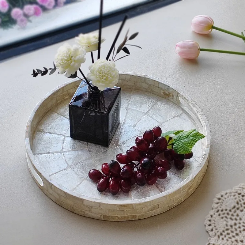 Fritillary Tray Modern Aesthetic Art Home Trays Elegant Multifunctional Tray with Handle Nordic Minimalist Decorative Tray