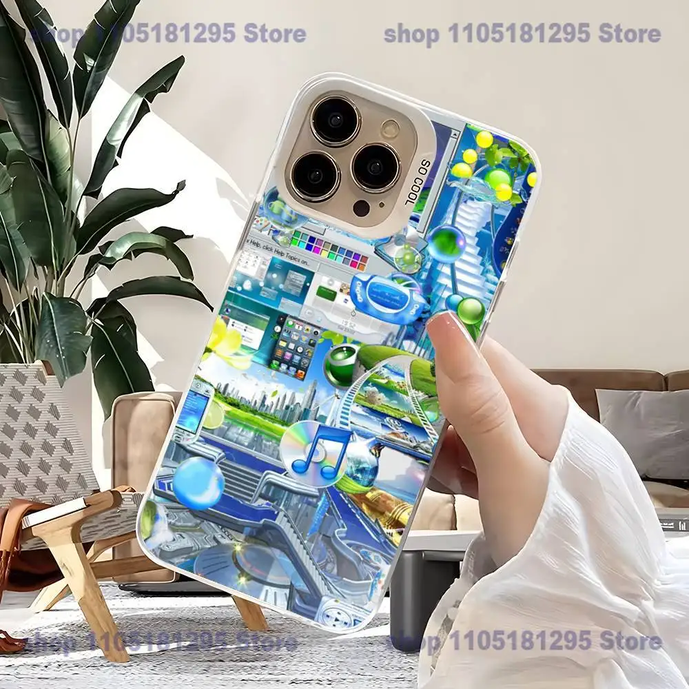 Frutiger Aero Phone Case For iPhone17,16,15,14,13,12,11,Mini,Pro,SE,MAX,plus,White Matte Shockproof Cover