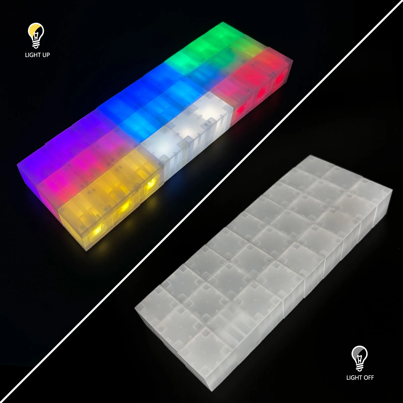 27pcs Colorful Magnetic Glowing Building Blocks Night Lights, DIY Stackable LED Color Lights, Creative Gifts for Boys and Girls