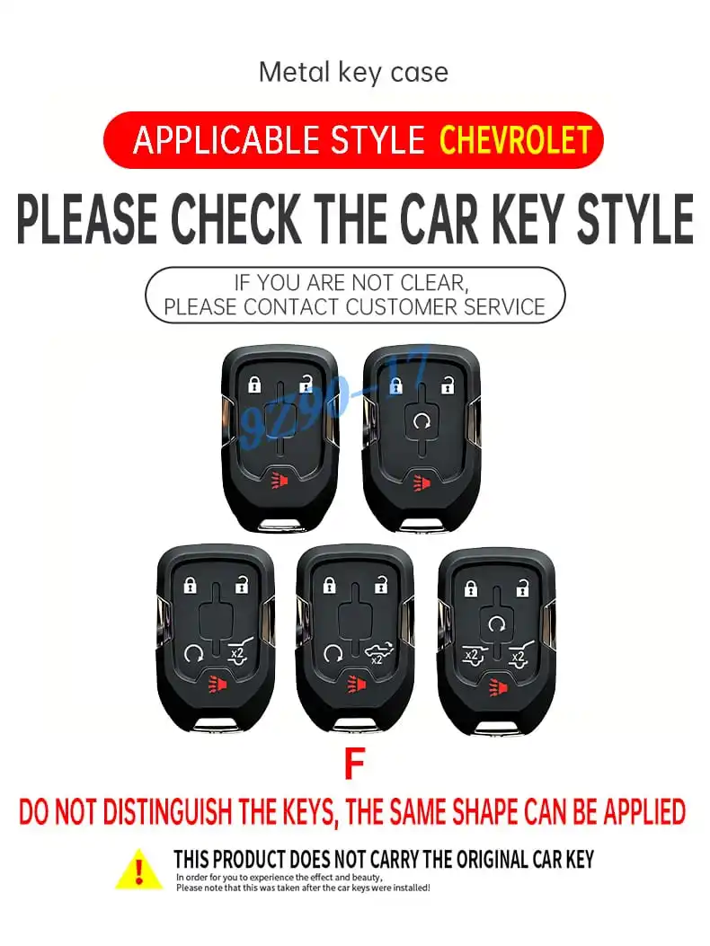 Metal Carbon Fiber Car Key Fob Case Cover Keychain For Chevrolet Silverado Tahoe Suburban GMC Yukon Sierra Acadia Terrain view 2