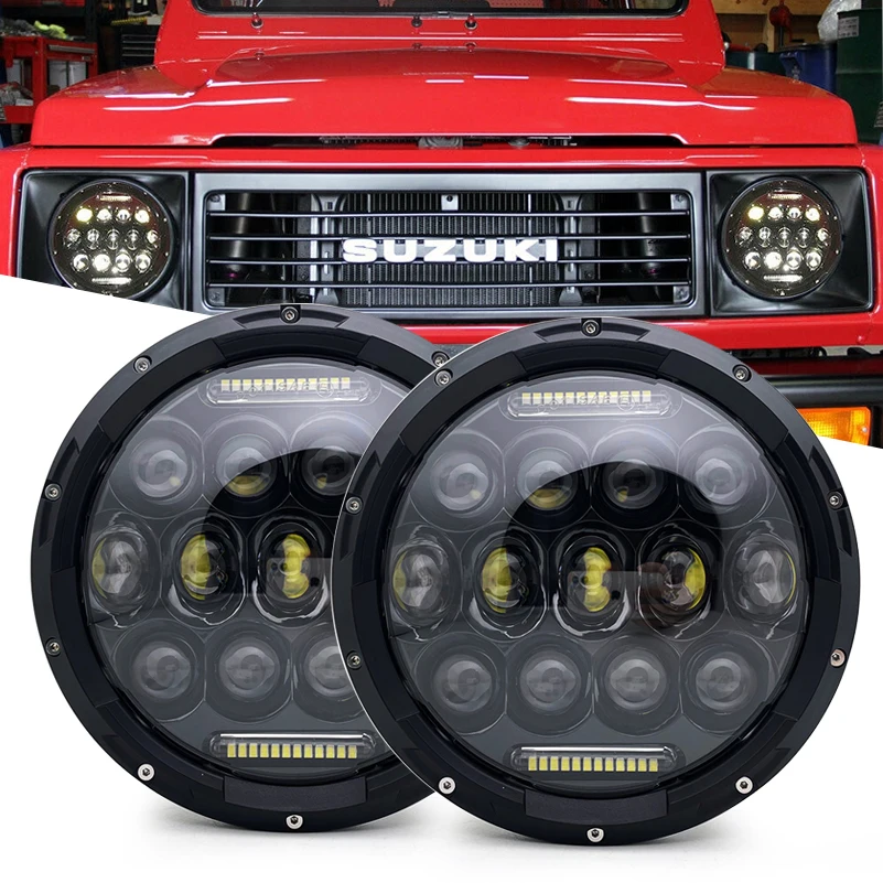 2 pcs 75W 7'' Led Headlight H4 High Low Beam Cars Running Lights for Jeep Wrangler JK Lada Niva 4x4 Loaf UAZ Ural Hunter Hummer.