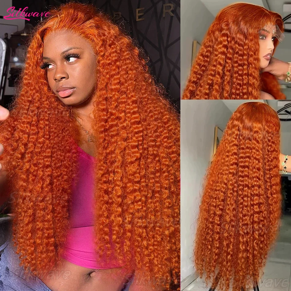

Silkwave Water Wave 13x4 Оранжевый Рыжий Парик Фронта Шнурка Вьющиеся Парики Человеческих Волос 30 Дюймов Глубокая Волна 13x6 HD Парик Фронта Шнурка Для Женщин
