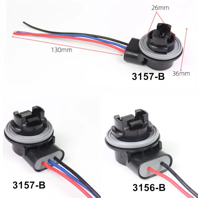 

JunYue 100 шт. T25 3157 3057 3156 3155 держатели ламп автомобильный светодиодный тормозной фонарь заднего хода разъем адаптера жгут проводов вилка