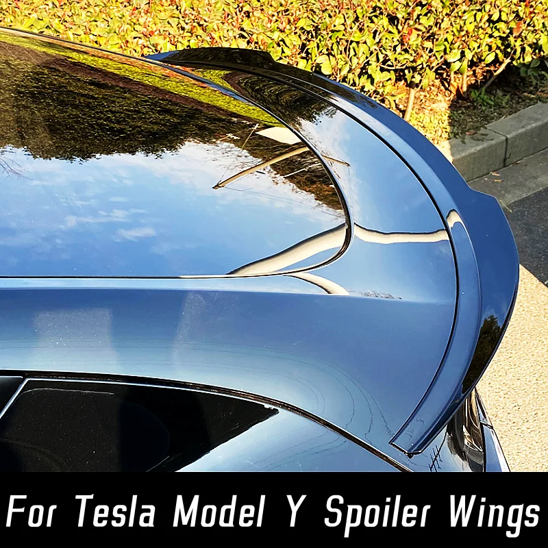 

For Tesla Model Y 2019 20 21 22 23 Carbon Glossy Black ABS Rear Trunk Lid Car Spoiler Wings M Style Tuning Exterior Accessories