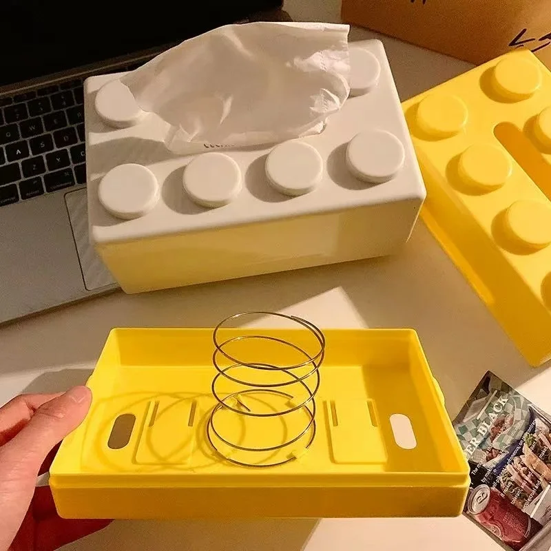 Quality ABS Creative Living Room Bathroom Building Blocks Tissue Box Toilet Drawout Paper Box Premium Desktop Tissue Storage