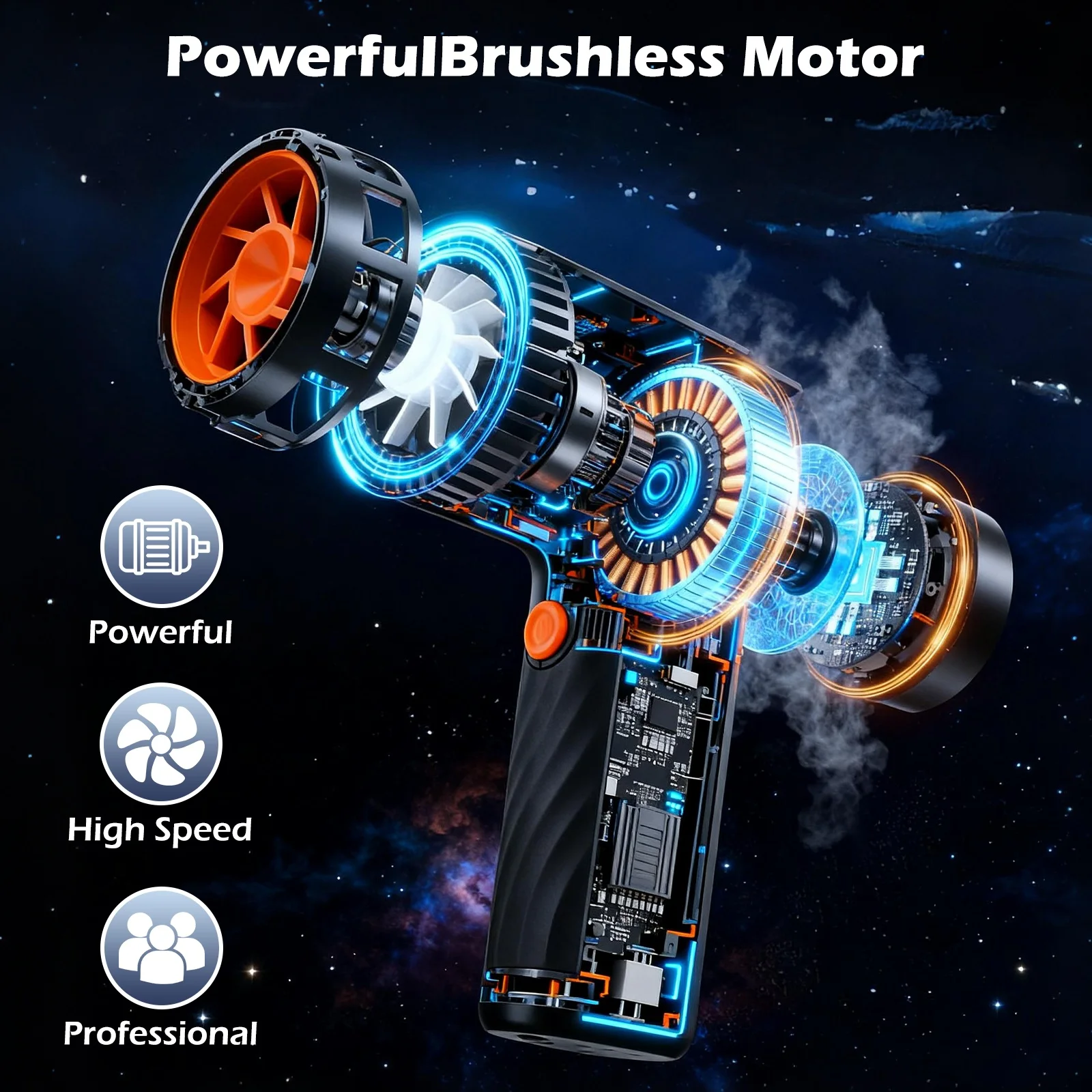 High-Speed Turbo Blower Jet Duster 260000 RPM Cordless Electric Air Blower Brushless 3 Speed Handheld with 6000mAh Battery for Outdoor Car Home Cleaning
