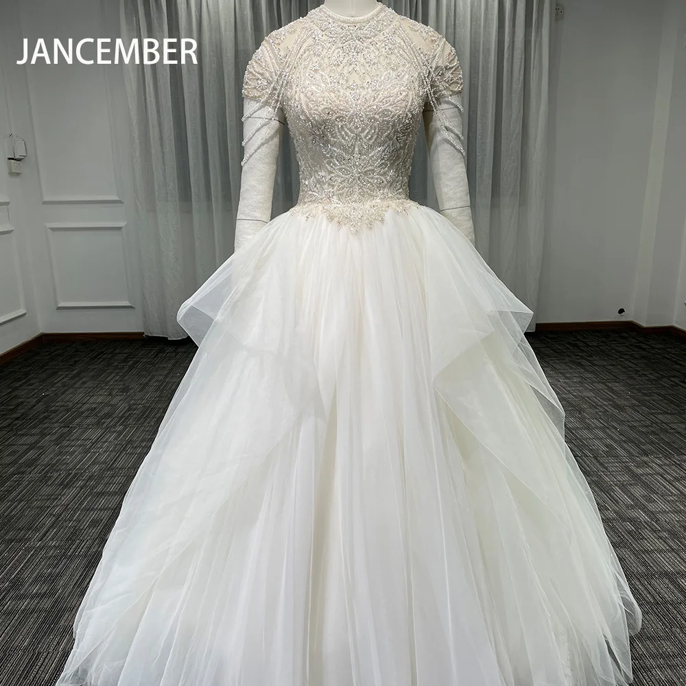 Vintage Stylish Wedding Dresses Stylish Beading High Neck for Bride Customized Pleat vestidos de novia Personalized LSZT04