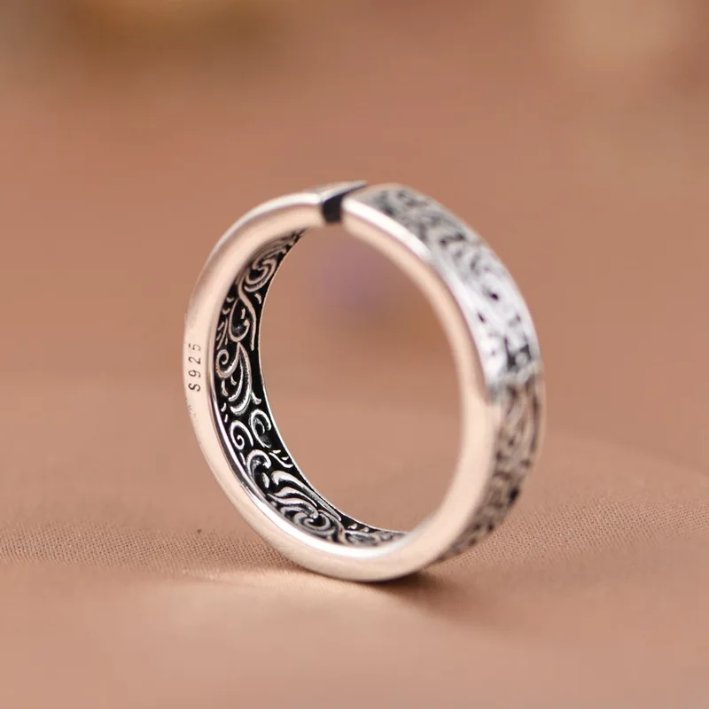 New 925 Silver Ring Vintage Pattern for Women Sterling-Silver Wedding Simple Jewelry Gifts Accessories Fashion Party Ring image 3