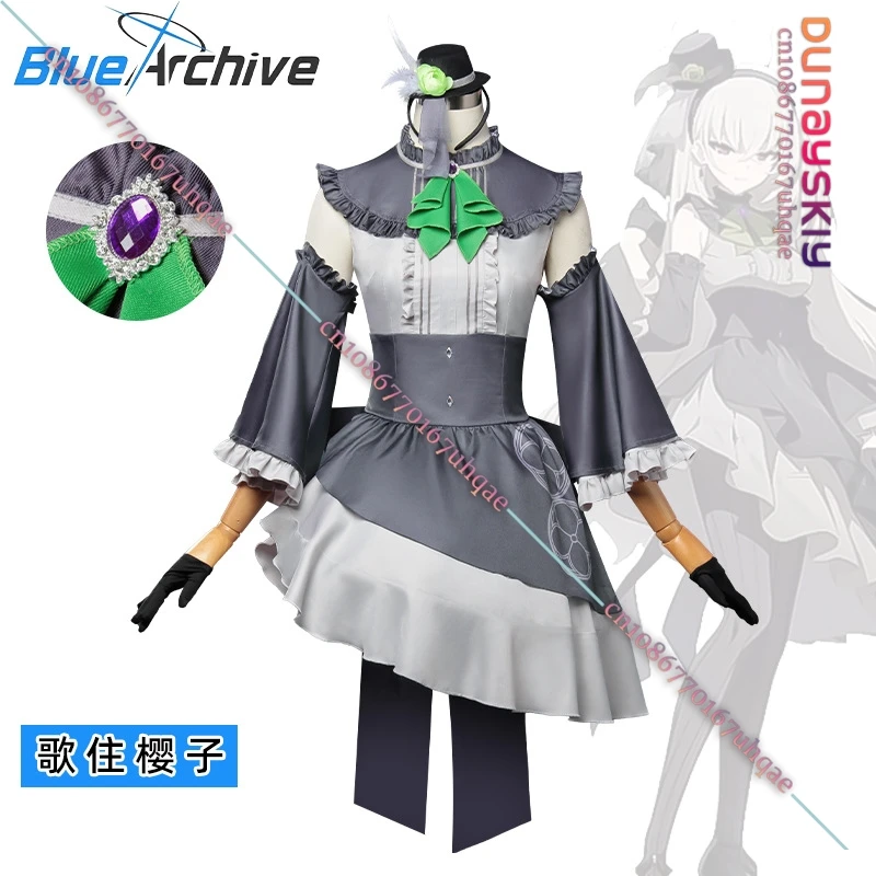 Game Blue Archive‌ Utazumi Sakurako Cosplay Costume Lolita dress Women's Dresses White Wig Accessory Anime Role-play Costumes