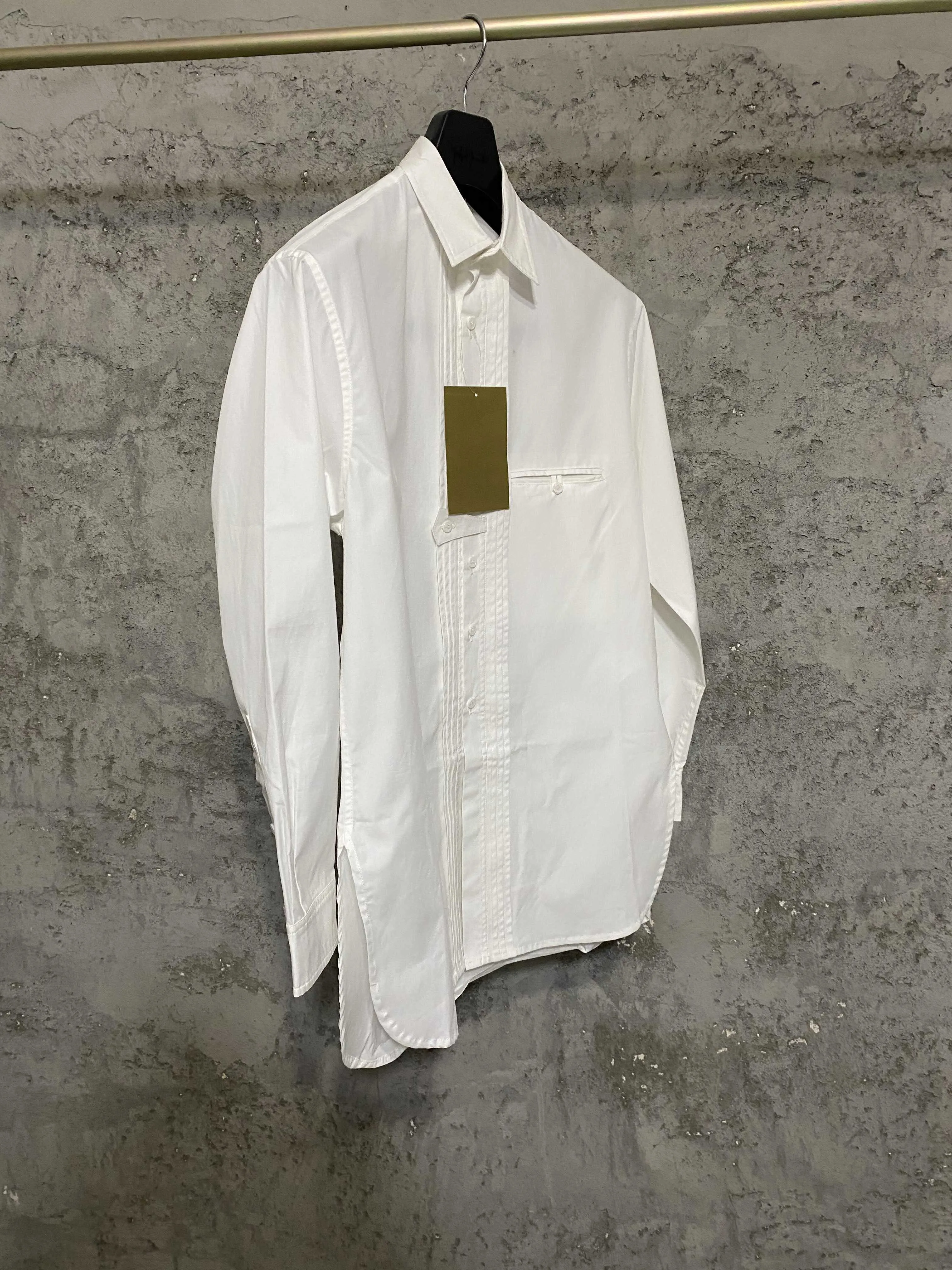Original design, small stand-up collar, Japanese-made cotton long-sleeved casual collarless white shirt, Chinese trend