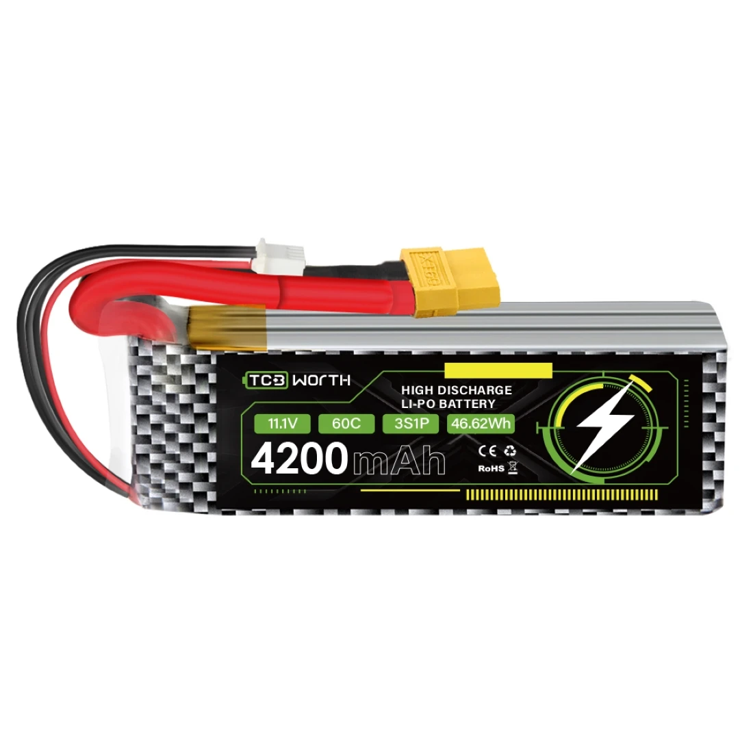 Lipo Battery 11.1V 60C 4200mAh 3S RC Battery  with XT60 Plug for FPV Racing Drone Quadcopter Helicopter Airplane RC Boat RC Car