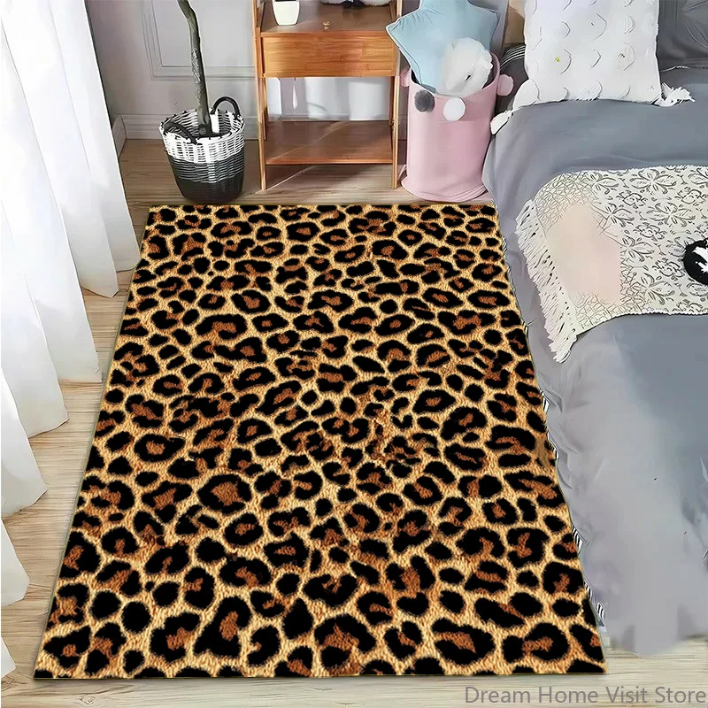 

Leopard Print Printed Texture Fur Carpet For Living Room Panther Wild Tiger Lion Area Large Rug Non Slip Bathmat Home Decor Mat