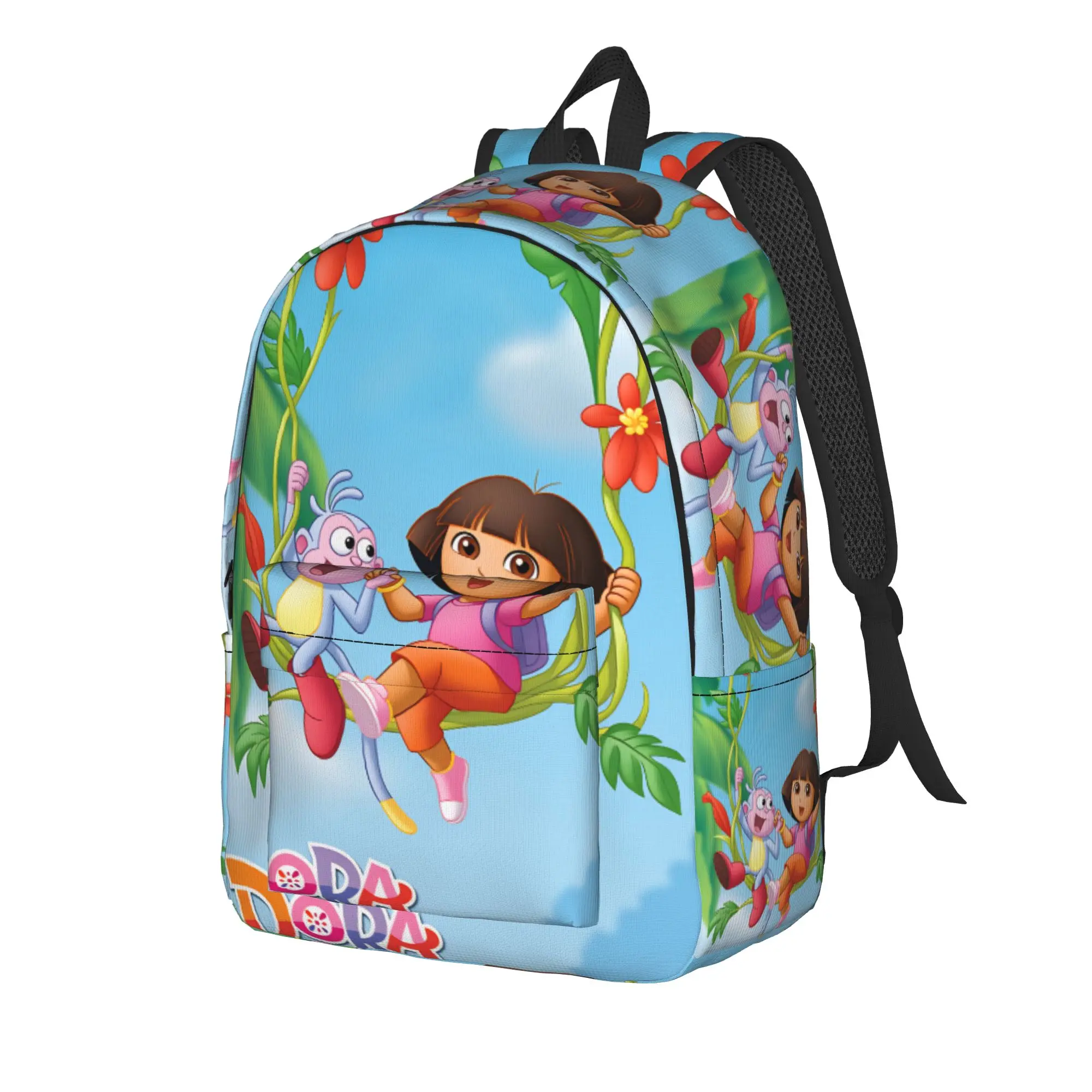 D-Doras and Friends Backpack  Unisex Polyester Daily Backpacks Pattern Casual High School Bags Rucksack