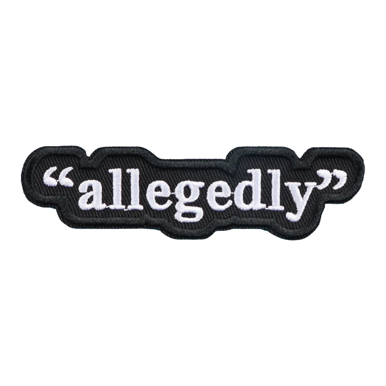 1pc Allegedly Embroidery Fabric Patch Black White Statement Text Badge Iron On Sew On DIY Clothing Decor