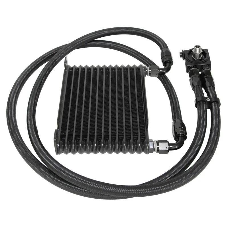 

Universal 32mm AN10 10 Row/ 13 Row / 15 Row 7/8"-14 UNF Aluminum Engine Oil Cooler Kit + Thermostat 73±0.5° Filter Adapter Kit