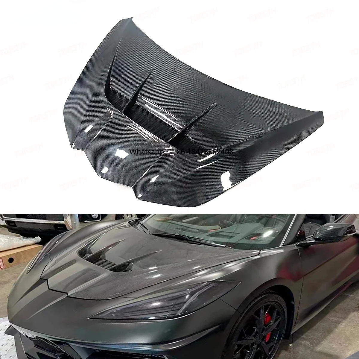Wholesale Corvette C8 ZR1 Style Carbon Fiber Hood Lightweight Bonnet Engine Cover Custom Car Accessories Upgrade New