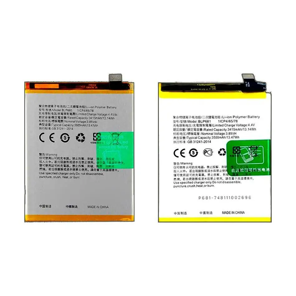 

Mobile Phone Battery Fast Charging BLP681 BLP683 3500Mah For Oppo 4+64G A5 A7 A8 R17 A7x F9 4+128G Pro 4G