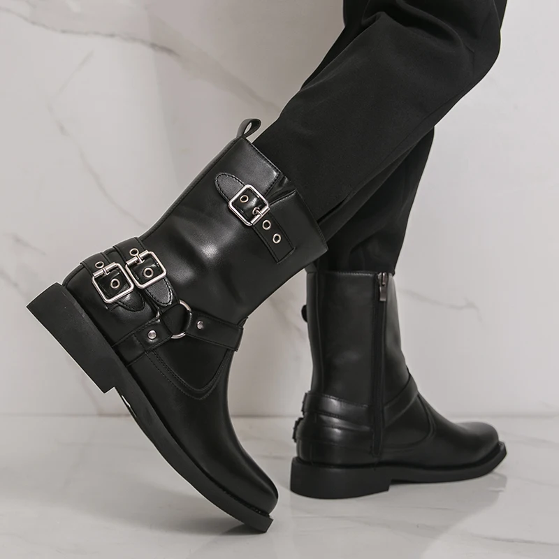 

New British Style Trendy Versatile High Top Chelsea Boots High-quality Hand Sewn Business Leather Men Boots Outdoor Casual Boots