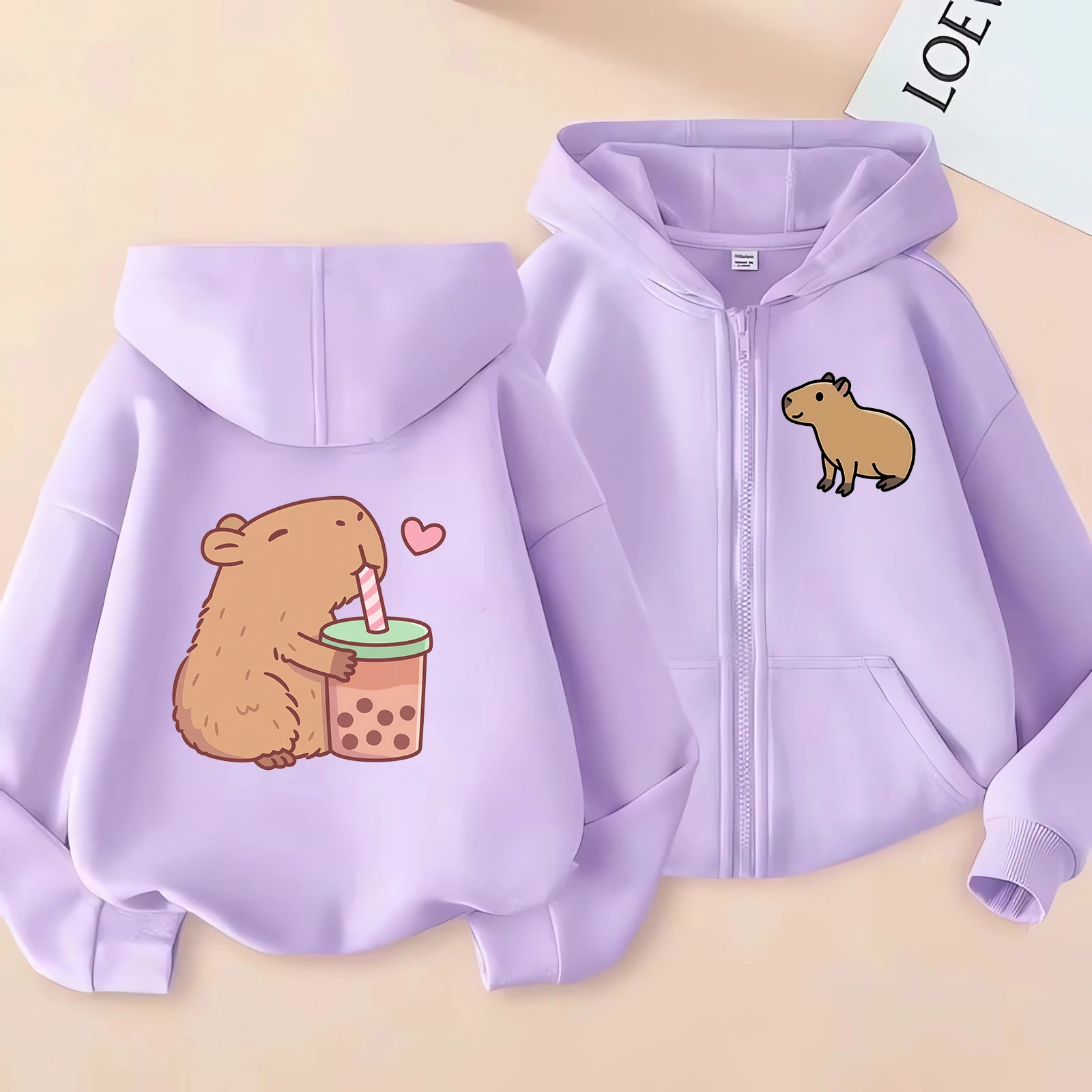 Anime Zip Up Hoodie Kawaii Kids Capybara Children\'s Hoodie Zipper Children Capibara Sweatshirt Clothes Kid Girl Boy Top Hoody