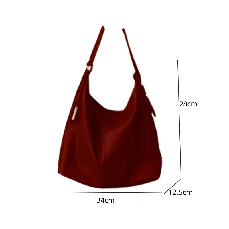 Women\'s Bags High Capacity Solid Color Axillary Bag New Fashion Shoulder Bags Retro Red Soft Leather Leisure Versatile Tote Bags