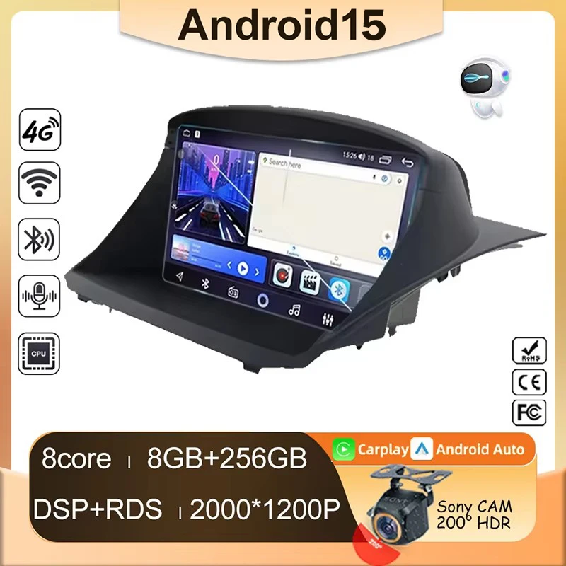 

Carplay Android 14 For Ford Fiesta MK7 2009 -2017 Auto Radio Multimedia Car Player Screen 2din DVD Video WIFI Navigation Stereo