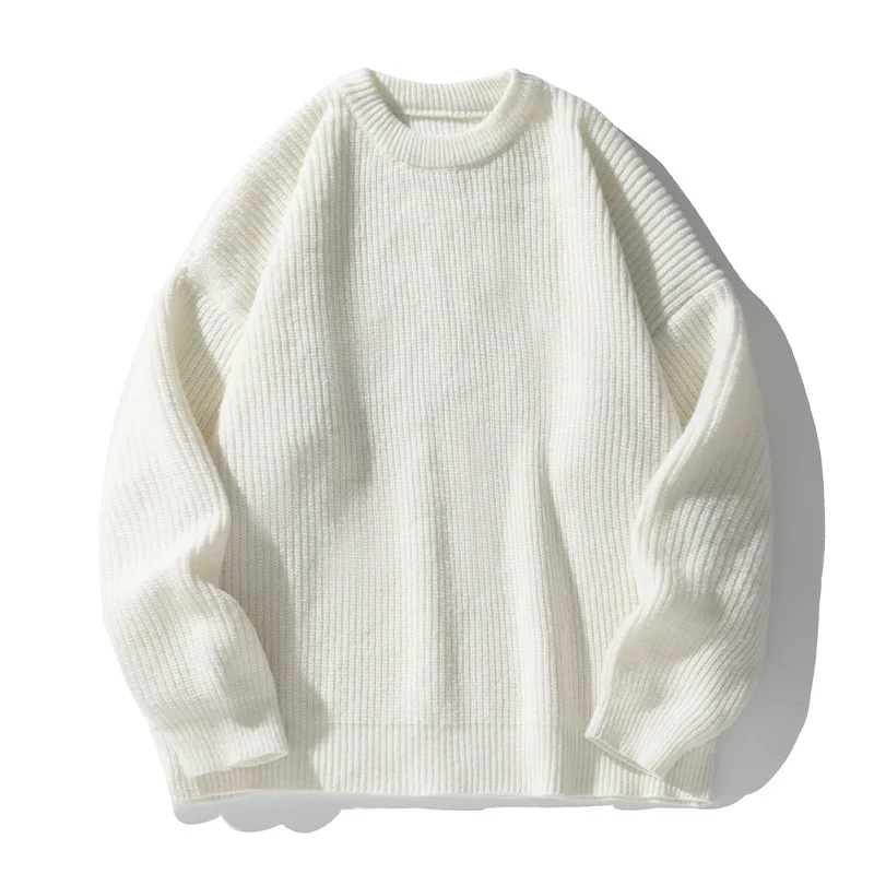 Autumn Winter Vintage New Fashion Men's O-neck Long Sleeve Loose Simple Basic Casual Trendy Knitted Sweater Pullovers Male Tops