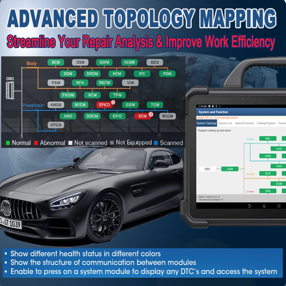 Launch X-431 PAD VII Pad7 with Smartlink C VCI Automotive Diagnostic Tool Support Online Coding and Programming