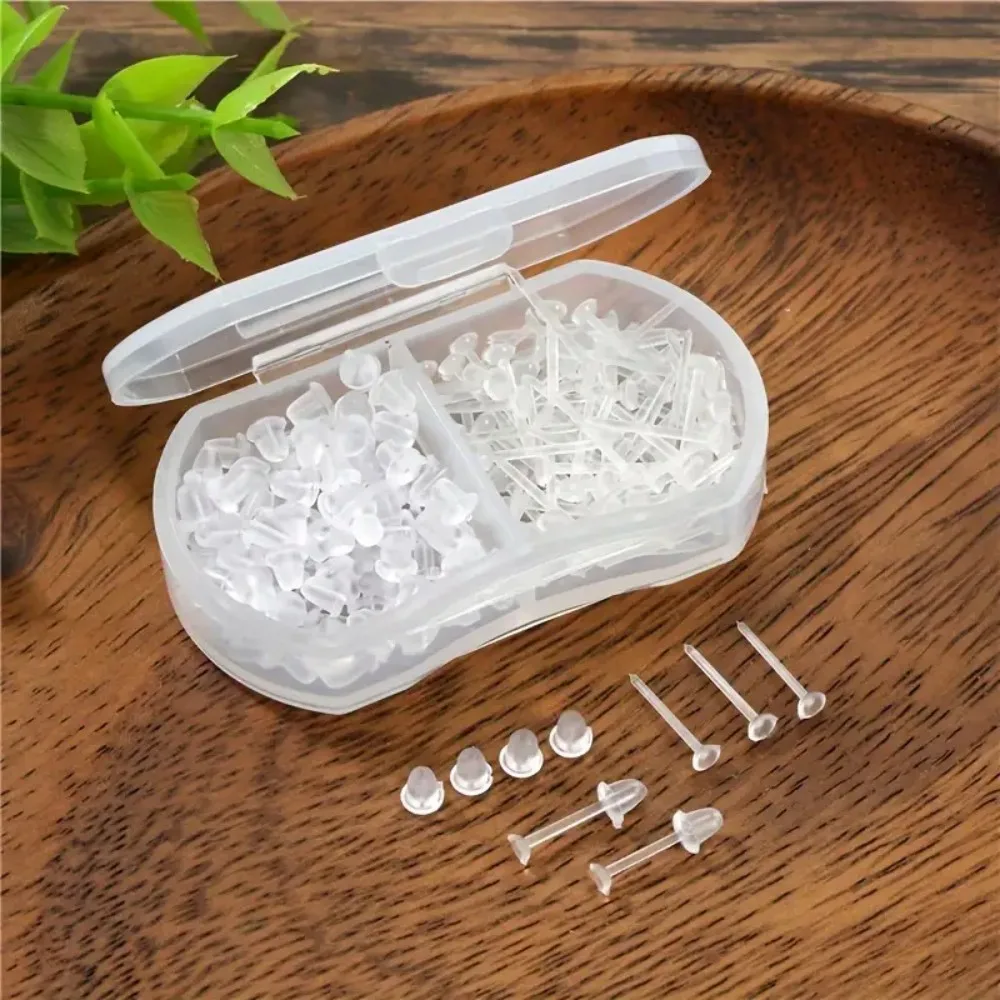 100pcs Hypoallergenic Clear Plastic Earring Studs - Comfortable, Standard Size for Sports & DIY Jewelry