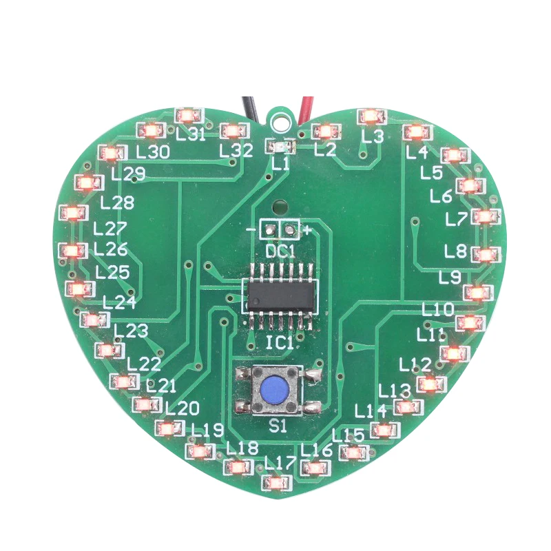 DIY Electronic Kit 32 LED Heart-shaped SMD Light-emitting Diode Microcontroller Flashing Light Kit Fun Electronic DIY Production
