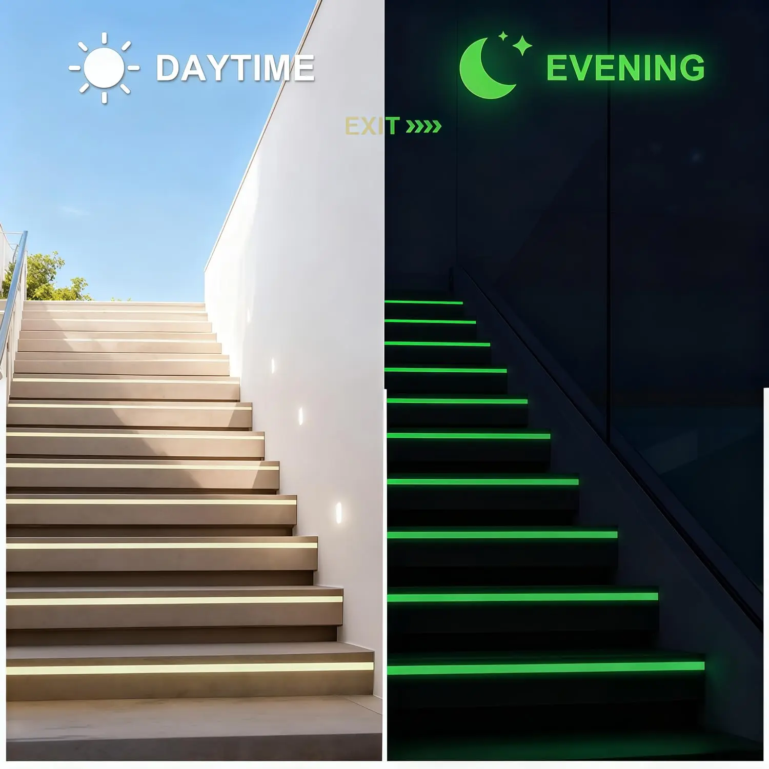 1 Roll Fluorescent Self-Adhesive Glow-In-The-Dark Tape Light Strip Fire Channel Stage Decoration Safety Exit Warning Stickers