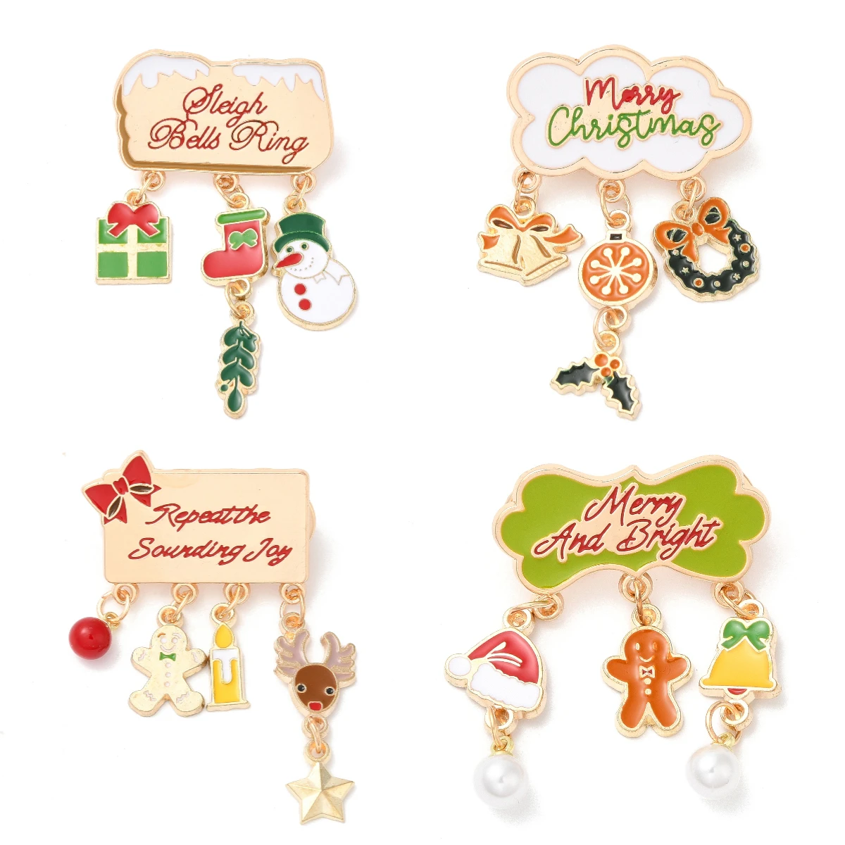 

6Pcs Cute Christmas Enamel Pins Gift Box Snowman Red Hat Light Golden Alloy Brooch for Women Backpack Clothes Decoration Gifts