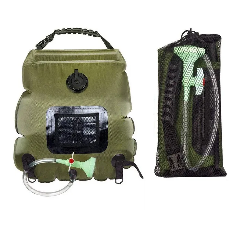 

Удобная для бюджета портативная солнечная сумка для душа, обновленный кран 20 л, для хранения воды в ванне для кемпинга на открытом воздухе