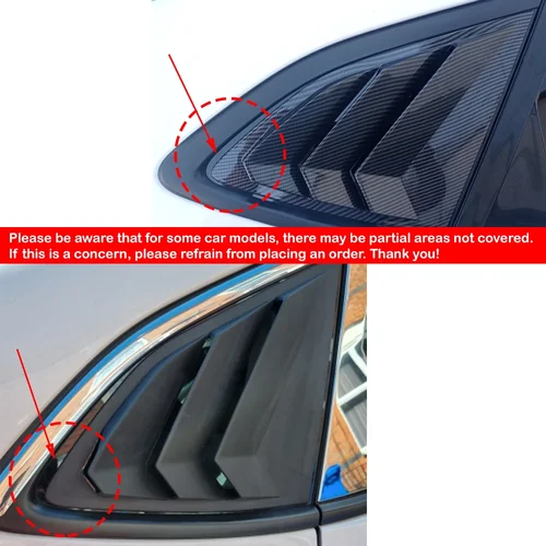 Imagen 2 del producto Para Hyundai Tucson 2016-2020 2 uds ventana trasera de coche cubierta de persiana de ventilación lateral embellecedor negro accesorios exteriores de fibra de carbono