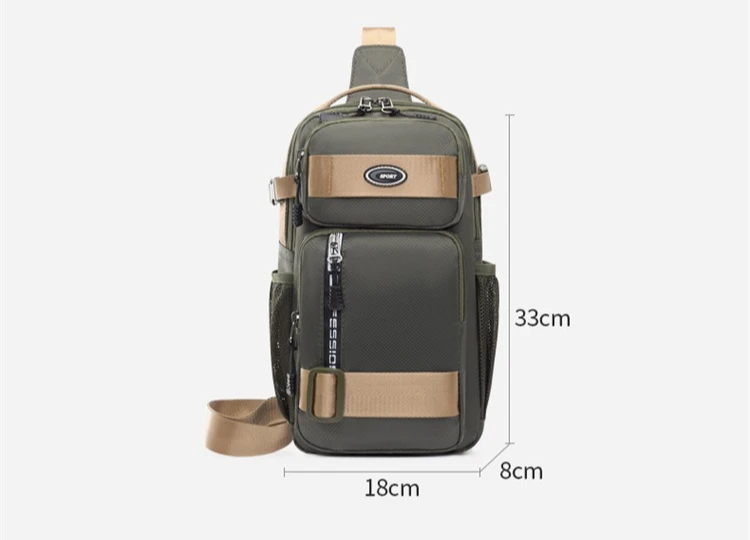 حقيبة صدر للرجال من نايلون أكسفورد بسعة كبيرة، حقيبة خصر مضادة للسرقة، للسفر والمشي لمسافات طويلة، حقيبة كتف للركاب، حقيبة كروس للركاب
