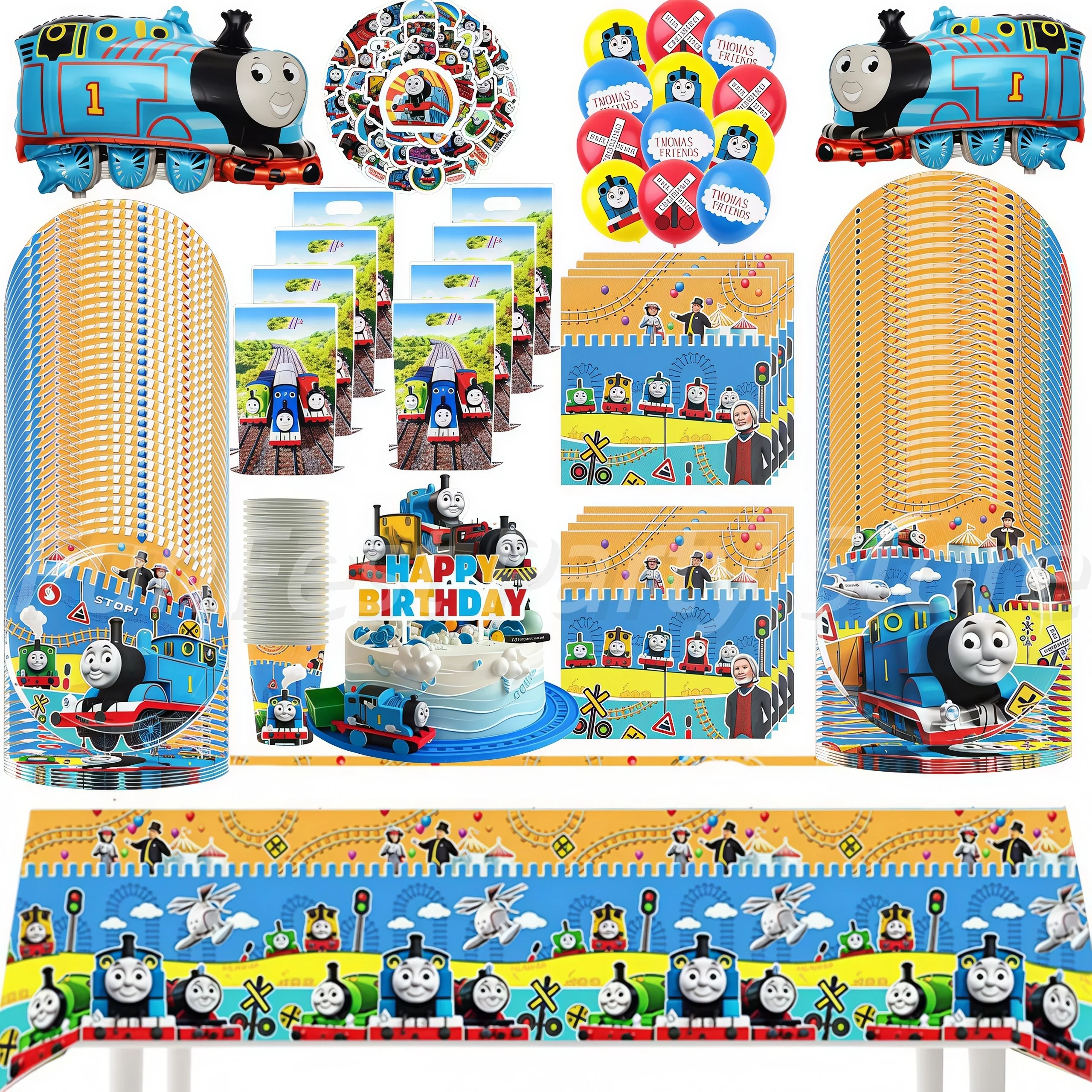 T&Thomas the Train Birthday Party Decoration Thomas Friend Tableware Napkin Cup Balloon Baby Shower Kid Favor Gift Party Supplis
