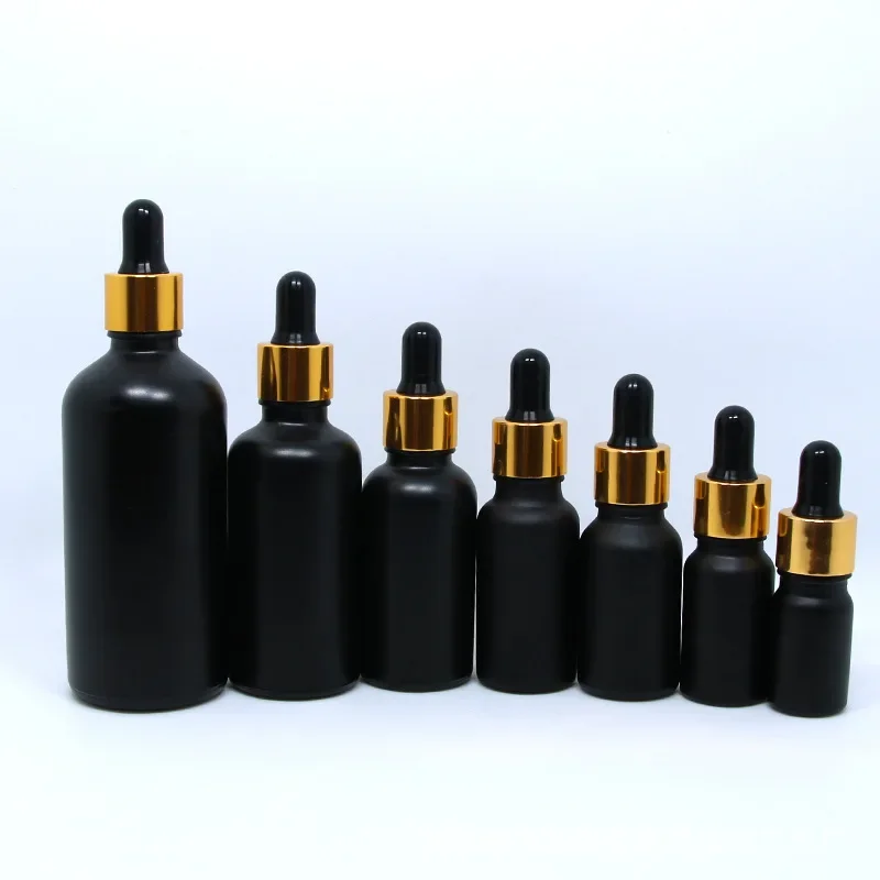 10ml 30ml 50ml 100ml Fine Oil Bottle Scrub Black Light Avoidance Glass Cosmetics Separate Bottling Dropper Glass Bottle