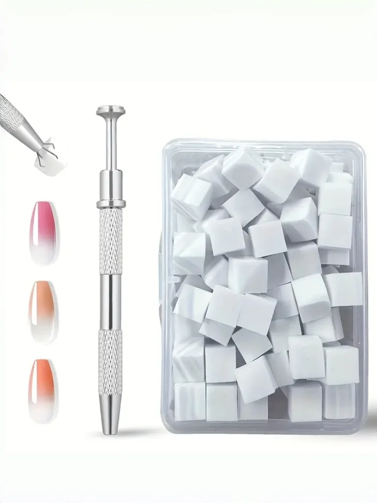 Mini-Nagelkunst-Schwamm-Set, 100 Stück/Set, Farbverlaufsschwamm-Blöcke mit 1 Schaberstift, professionelles Nagelkunst-Werkzeug für Frauen und Mädchen