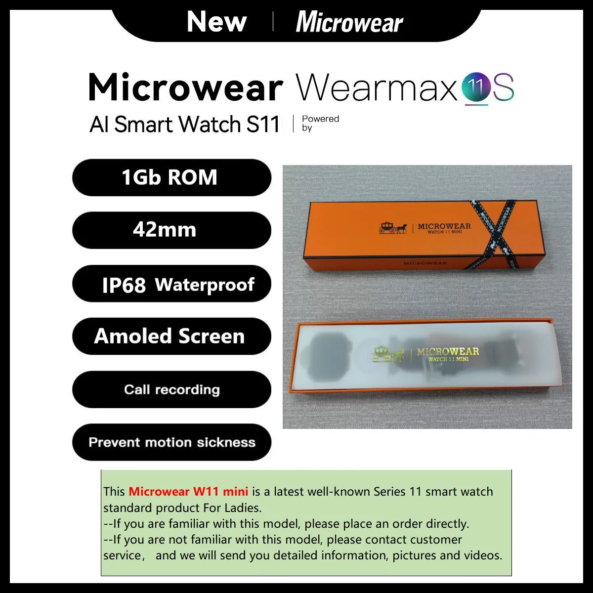 

Microwear W11mini Watch11 Mini Women's Smart Watch 42mm Size IP68 Waterproof Watch W 11 W11 Mini Smartwatch