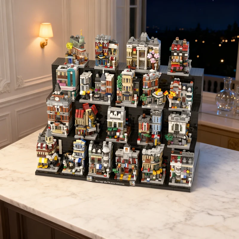 

7296 деталей MOC: Полный набор из 20 модульных мини-моделей городских улиц, строительные блоки, архитектурные игрушки, рождественские подарки, развивающие игрушки для детей