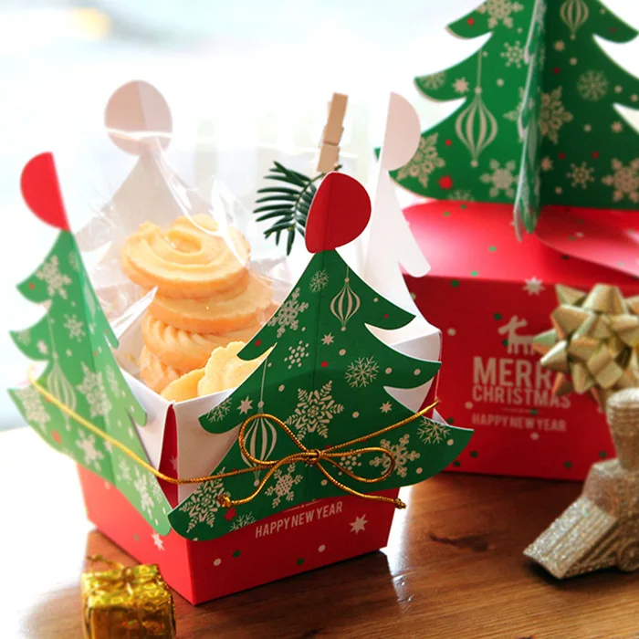 10 stücke Weihnachten Geschenk Verpackung Box Weihnachten Baum Apple Box Party Candy Box Desktop Dekoration Papier Dessert Box Party Liefert – Detail 6