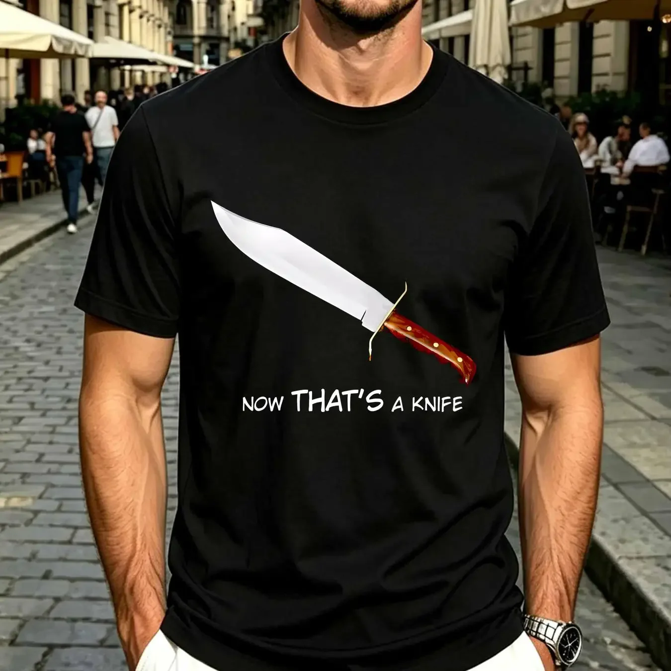 washed T Shirt Crocodile Dundee Now That's A Knife Funny Movie long or short sleeves vintage Washed homme Breathable Casual
