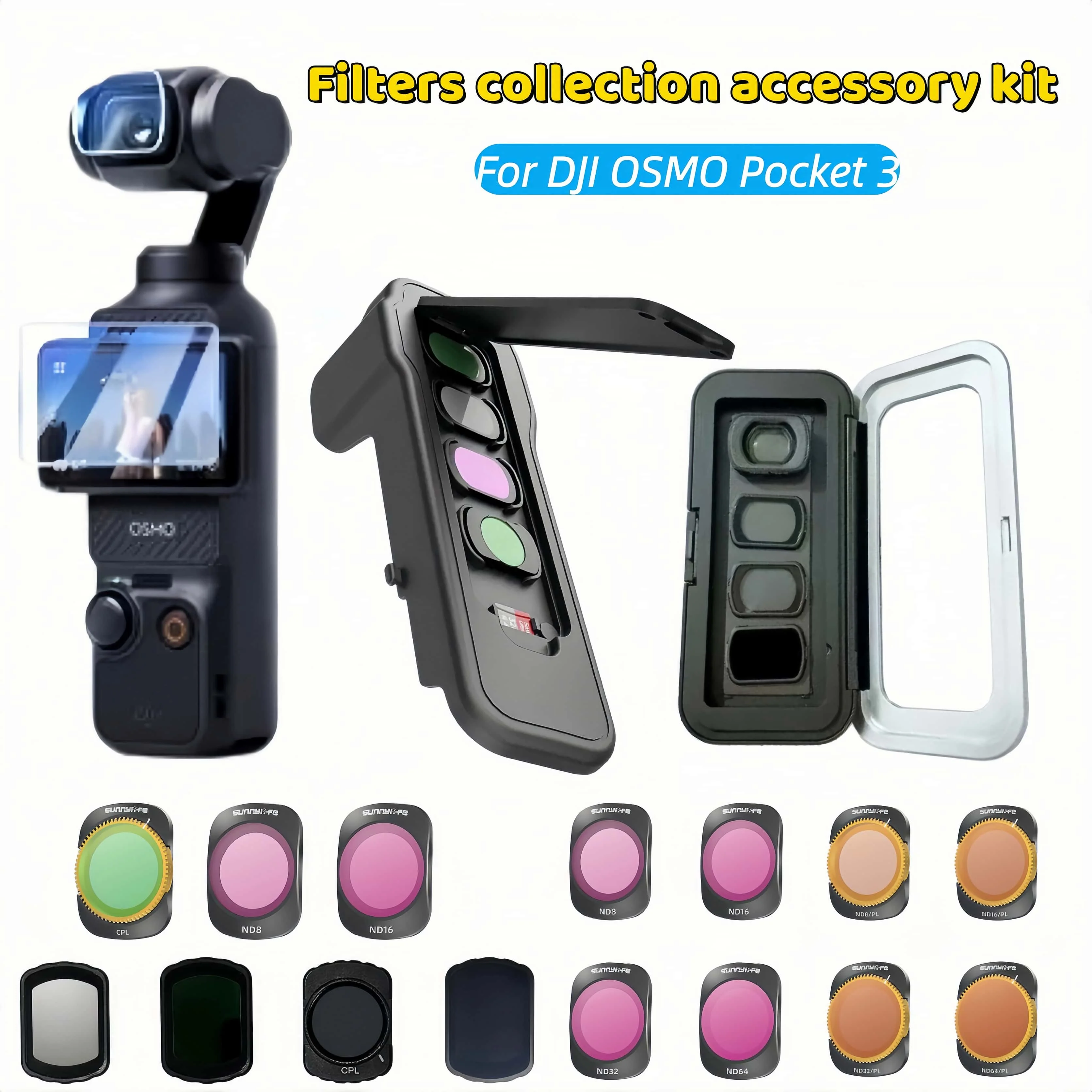 For DJI OSMO Pocket 3 CPL ND8/16/32/64 Filter Accessories Camera Lens ND Filters Kit CPL UV Wide Angle Collection Box Kit Filter